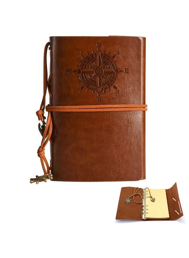 A6 دفتر ملاحظات جلدي عتيق، دفتر ملاحظات جلدي قابل لإعادة التعبئة بحجم ، مجلد حلزوني مع 160 صفحة من ورق الكرافت، دفتر ملاحظات جلدي مرن للسفر يمكن تخصيصه حسب الرغبة - Image 1